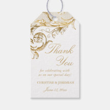 Vintag Gold Floral Damask Name Wedding Vielen Dank