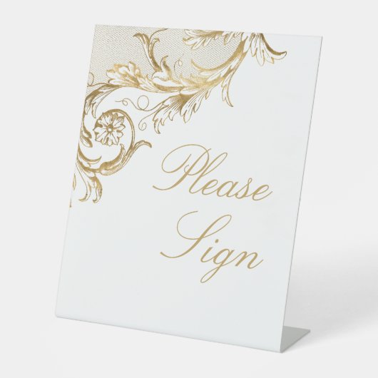 Vintag Gold Floral Damask Wedbook Sockelschild (Vorderseite)