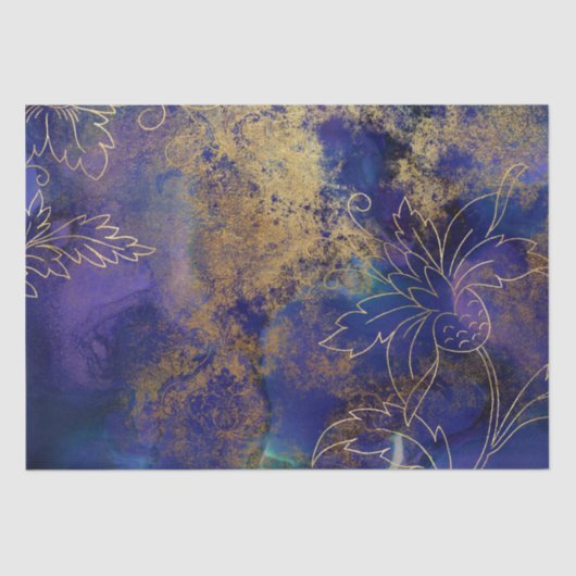 Vintag Gold Floral Grunge Harlequin Damask Seidenpapier (Vorderseite)