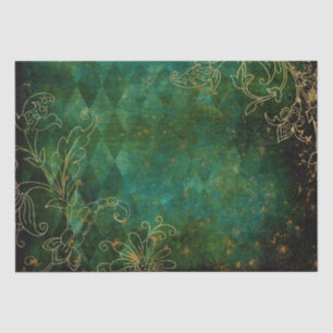 Vintag Gold Floral Grunge Harlequin Damask Seidenpapier