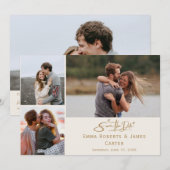 Vintag Gold Foto Save the Date Card (Vorne/Hinten)