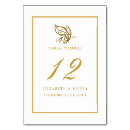 Vintag Gold Glitzer Butterfly Hochzeitstisch Nr. Tischnummer