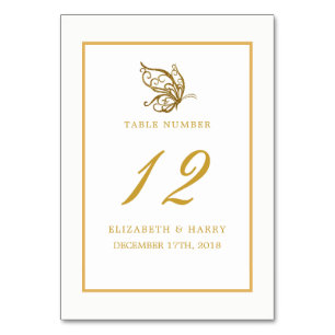 Vintag Gold Glitzer Butterfly Hochzeitstisch Nr. Tischnummer