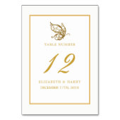 Vintag Gold Glitzer Butterfly Hochzeitstisch Nr. Tischnummer (Rückseite)