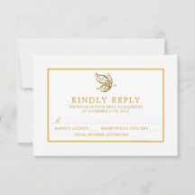 Vintag Gold Glitzer Butterfly Wedding RSVP