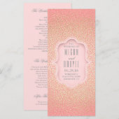 Vintag Gold Glitzer Confetti Pink Hochzeitsprogram Programm (Vorne/Hinten)