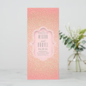 Vintag Gold Glitzer Confetti Pink Hochzeitsprogram Programm (Stehend Vorderseite)