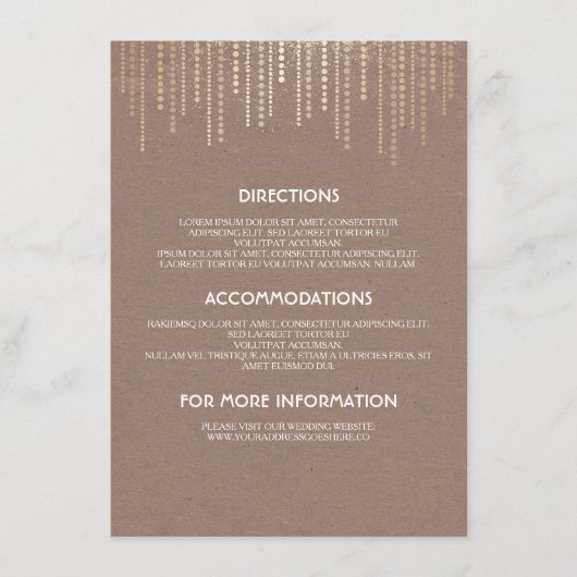 Vintag Gold Glitzer Glam Wedding Details Begleitkarte (Vorderseite)