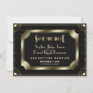 Vintag Gold Great Gatsby Art Deco Hochzeit Save The Date