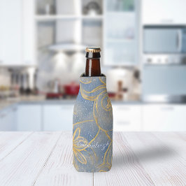 Vintag Gold Light Florals Mit Monogramm Flaschenkühler