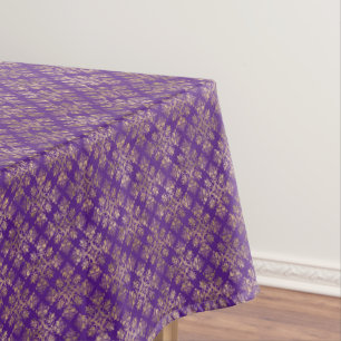 Vintag Gold Lila Damask Tischdecke