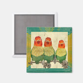 Vintag Gold Love Birds Magnet (Vorderseite/Rückseite)