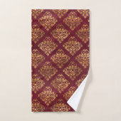 Vintag Gold Maroon Damask Muster Badhandtuch Set (Handtuch)