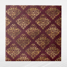 Vintag Gold Maroon Damask Muster Fliese