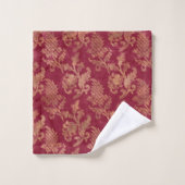 Vintag Gold Maroon Floral Damask Badhandtuch Set (Waschlappen)
