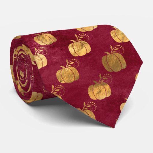 Vintag Gold Maroon Pumpkin Krawatte (Gerollt)