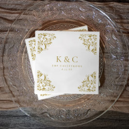 Vintag Gold Monogram Elegant Gold Wedding Serviette