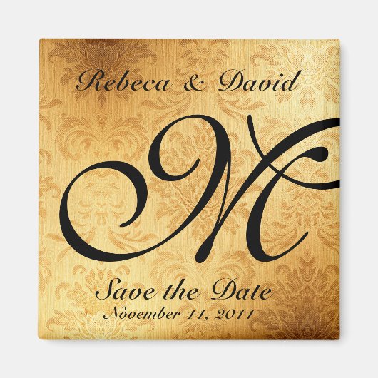 Vintag-Gold-Monogramm Save the Date Magnet (Vorne)