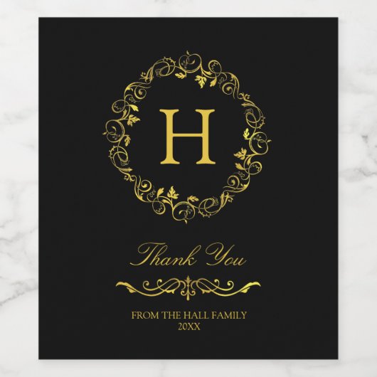 Vintag Gold Monogramm Weinetikett (Einzelnes Label)