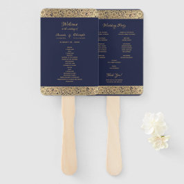Vintag Gold Navy Blue Wild Rose Elegante Hochzeit Fächer