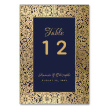 Vintag Gold Navy Blue Wild Rose Elegante Hochzeit