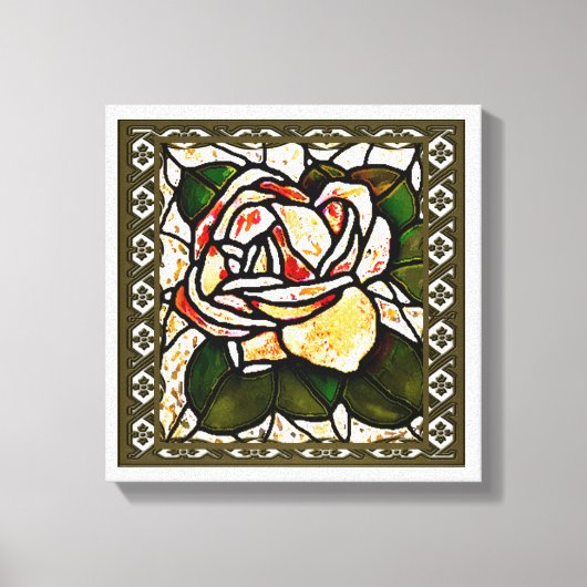Vintag Gold Rose Art Deco Leinwanddruck (Vorderseite)