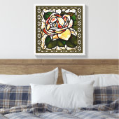 Vintag Gold Rose Art Deco Leinwanddruck (Insitu (Schlafzimmer))