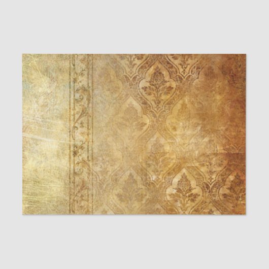Vintag, Gold, rustikal, Damaste, getragen, mit Seidenpapier (Vorderseite)