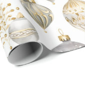 Vintag Gold Silver Black Christmas Ornaments Geschenkpapier (Rolleneckpunkt)