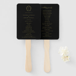Vintag Gold Wappen Black Wedding Program Fächer