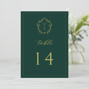 Vintag Gold Wappen Emerald Wedding Tischnummer