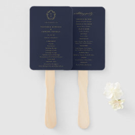 Vintag Gold Wappen Navy Blue Wedding Program Fächer