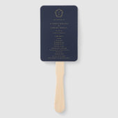 Vintag Gold Wappen Navy Blue Wedding Program Fächer (Vorderseite)