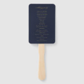 Vintag Gold Wappen Navy Blue Wedding Program Fächer (Rückseite)