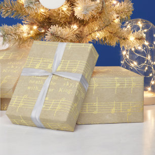 Vintag Gold Weihnachtsmusik Geschenkpapier