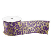 Vintag Gold Wirbel Muster Luxus Lila Amethyst Satinband (Spule)