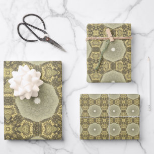 Vintag Golden Art Deco Abstraktes Muster Nr. 1 Geschenkpapier Set