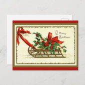 Vintag Golden Christmas Feiertagspostkarte (Vorne/Hinten)