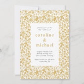 Vintag Golden Ditzy Floral Wedding Einladung (Vorderseite)