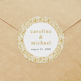 Vintag Golden Ditzy Floral Wedding Runder Aufkleber