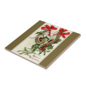 Vintag Golden Horseshoe Wishbone Bronze Weihnachte Fliese (Seite)