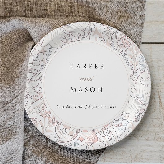 Vintag Golden Lilies William Morris Wedding Pappteller