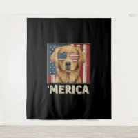 Vintag Golden Retriever "Merica Flag