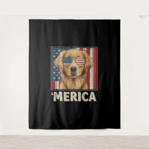 Vintag Golden Retriever "Merica Flag Wandteppich