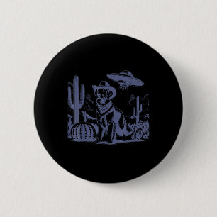 Vintag Golden Retriever Ufo 90s Retro Western Kuh Button
