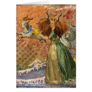 Vintag Golden Woman Capricorn Gothic Whimsical