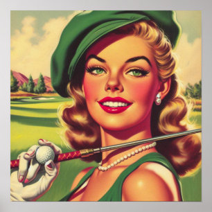 Vintag Golf Girl Poster