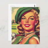 Vintag Golf Girl Postkarte (Vorne/Hinten)
