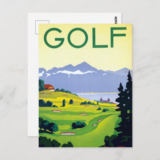 Vintag Golf Lausanne Schweiz Reisen Postkarte (Vorne/Hinten)