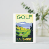 Vintag Golf Lausanne Schweiz Reisen Postkarte (Stehend Vorderseite)